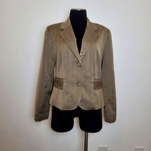 G.H. Bass Blazer Brown Pinstripe Schoolboy Office Y2K 90s Preppy Old Money 4